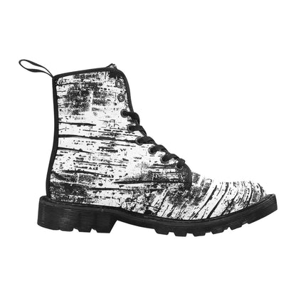 Rock It Distressed - Women's Lace Up Black and White Boots