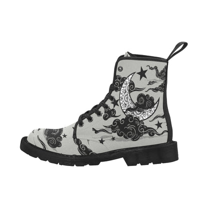 Mystic Moon In Clouds - Women's Lace Up Boots - Available in 2 Colors