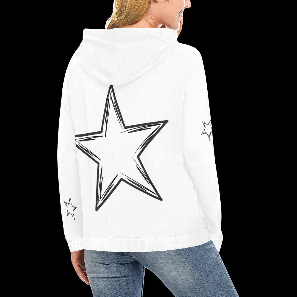 Simply A Star White Hoodie With Black Stars for Women