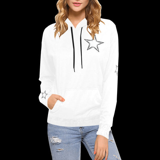 Simply A Star White Hoodie With Black Stars for Women