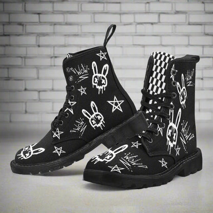 Punk It Out - Women's Lace Up Black Boots