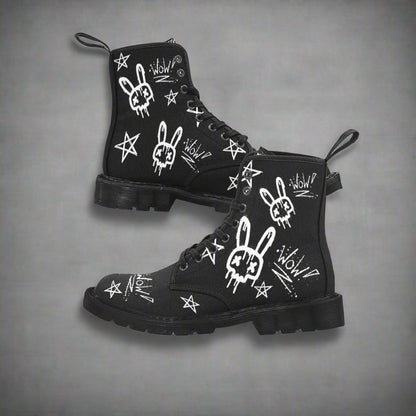 Punk It Out - Women's Lace Up Black Boots