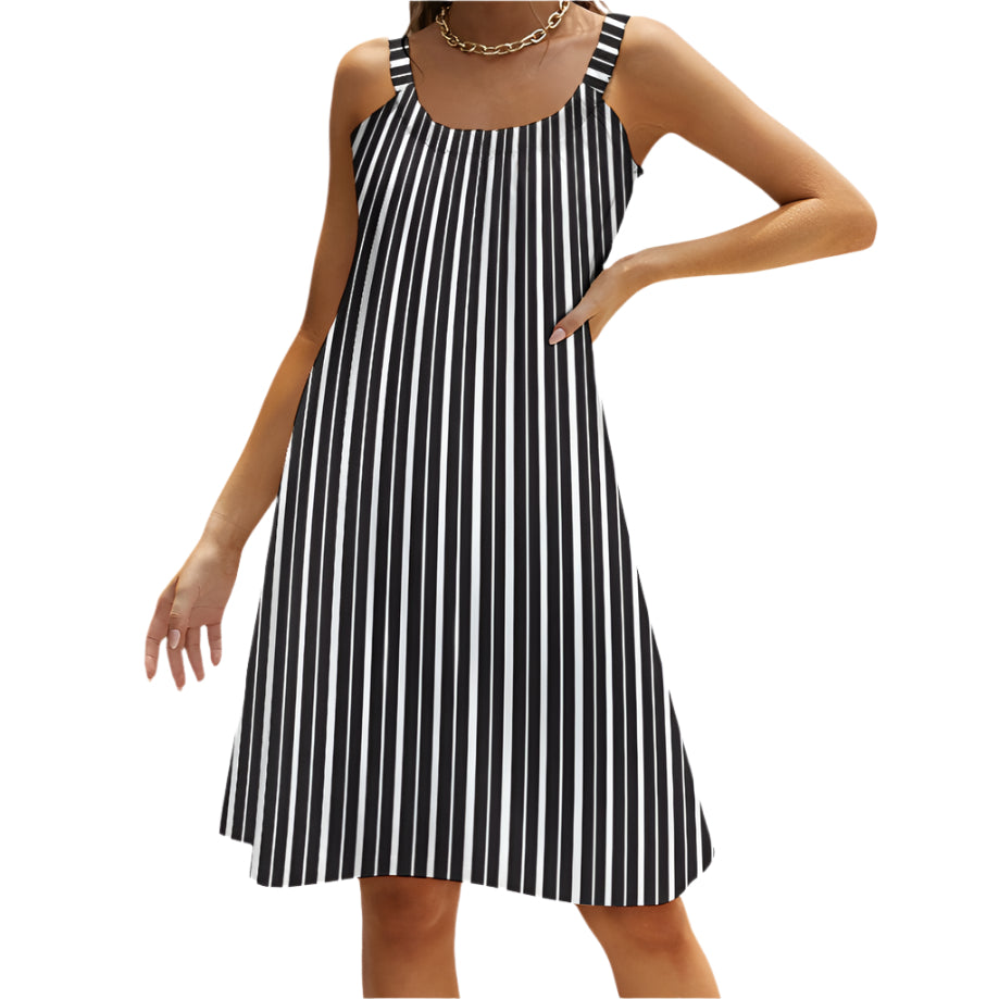 Rock The Stripes Swimsuit Coverup Dress - Black & White Stripe