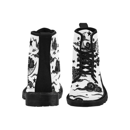 Mystic Moon In Clouds - Women's Lace Up Boots - Available in 2 Colors
