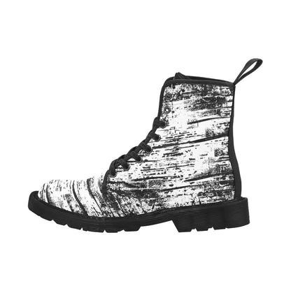 Rock It Distressed - Women's Lace Up Black and White Boots