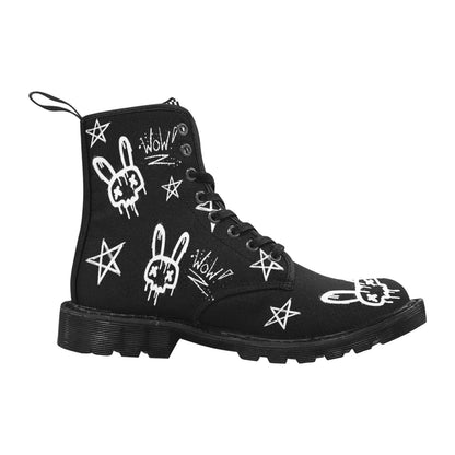 Punk It Out - Women's Lace Up Black Boots