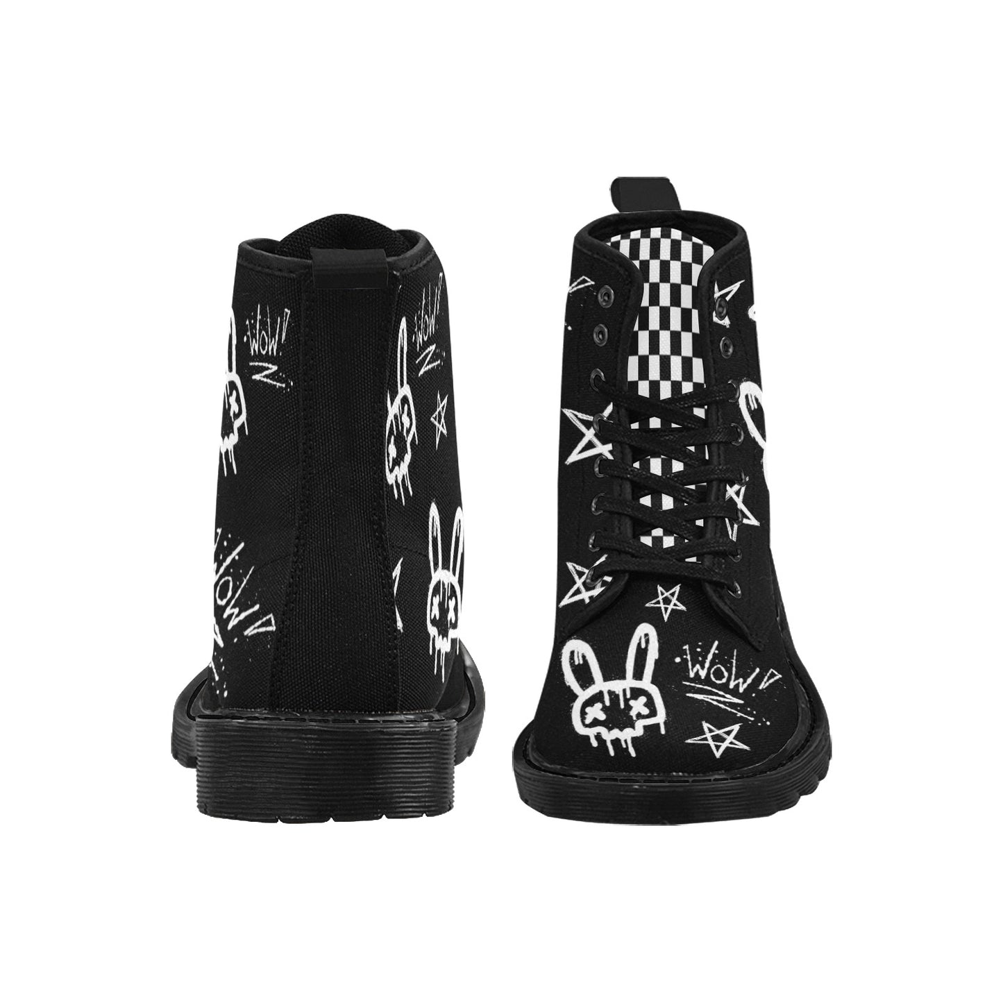 Punk It Out - Women's Lace Up Black Boots