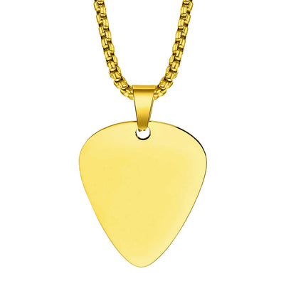 Stainless Steel Guitar Pick Chain Link Necklace - Available in 3 Colors and Multiple Lengths