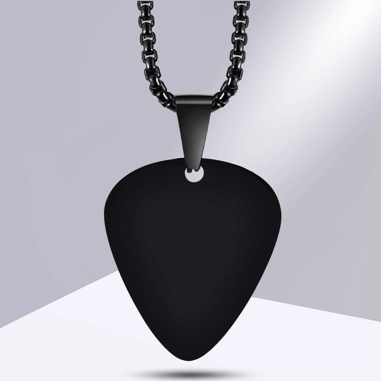 Stainless Steel Guitar Pick Chain Link Necklace - Available in 3 Colors and Multiple Lengths