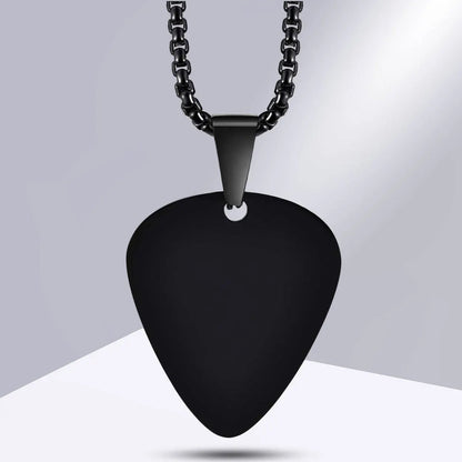 Stainless Steel Guitar Pick Chain Link Necklace - Available in 3 Colors and Multiple Lengths