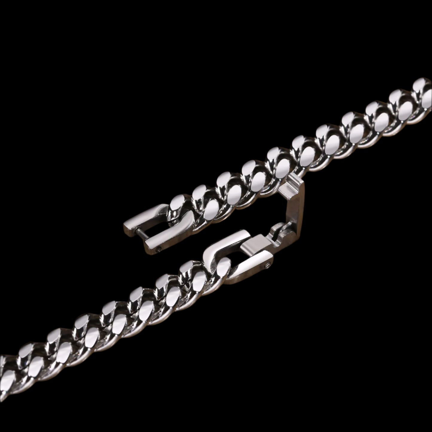 Solid Stainless Steel Curb Link Chain Bracelet -Available in 6/8/10/12mm Width