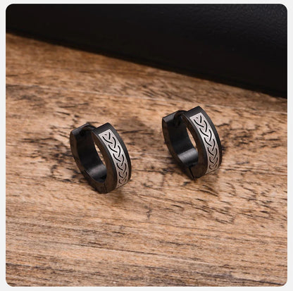 Celtic Knot Hoop Black Stainless Steel Earrings