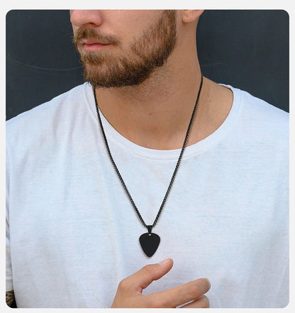 Stainless Steel Guitar Pick Chain Link Necklace - Available in 3 Colors and Multiple Lengths