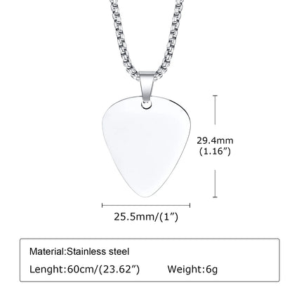Stainless Steel Guitar Pick Chain Link Necklace - Available in 3 Colors and Multiple Lengths