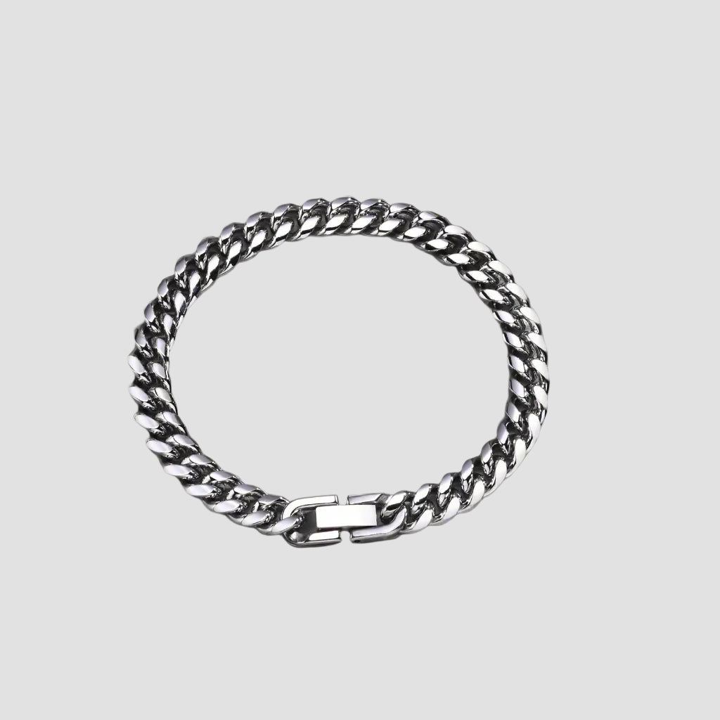 Solid Stainless Steel Curb Link Chain Bracelet -Available in 6/8/10/12mm Width