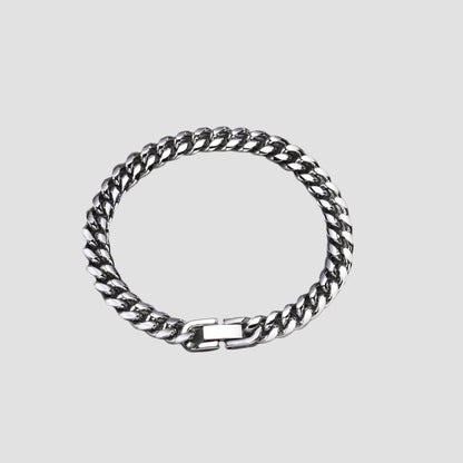 Solid Stainless Steel Curb Link Chain Bracelet -Available in 6/8/10/12mm Width
