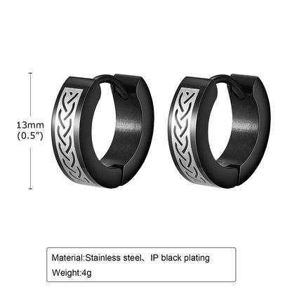 Celtic Knot Hoop Black Stainless Steel Earrings