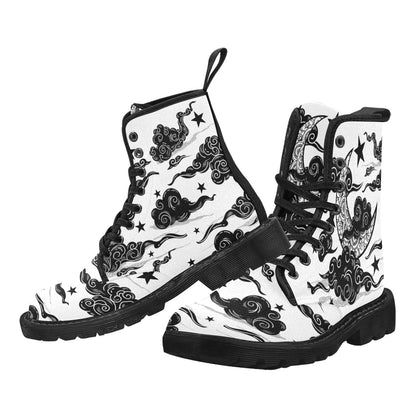 Mystic Moon In Clouds - Women's Lace Up Boots - Available in 2 Colors