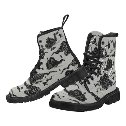 Mystic Moon In Clouds - Women's Lace Up Boots - Available in 2 Colors