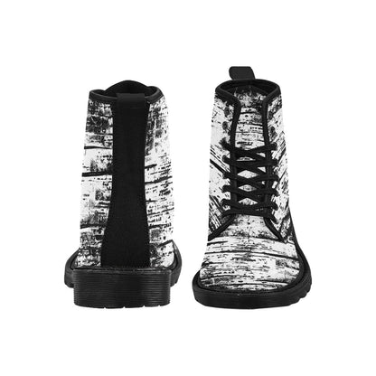 Rock It Distressed - Women's Lace Up Black and White Boots