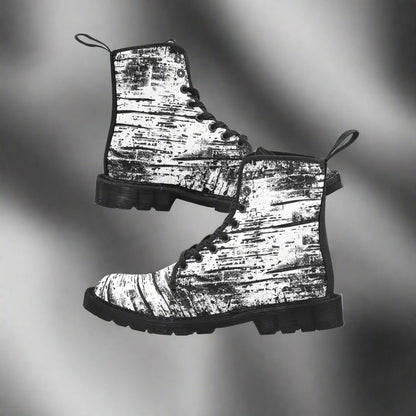 Rock It Distressed - Women's Lace Up Black and White Boots