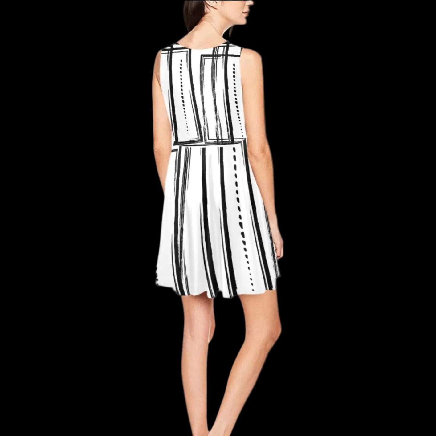 Rock It Simply Women's Sleeveless High Waist Flare Dress With Line Design