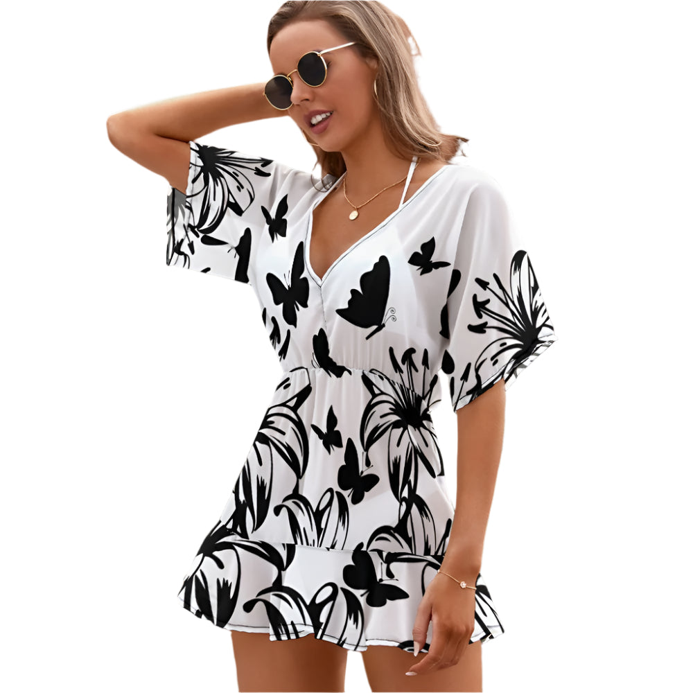 Butterfly Swimsuit Cover Up High Waist Dress- Available in 2 Colors