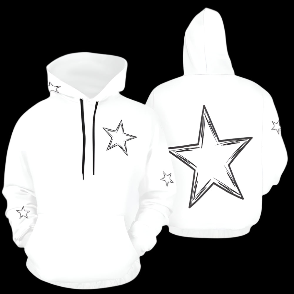 Simply A Star White Hoodie With Black Stars for Women