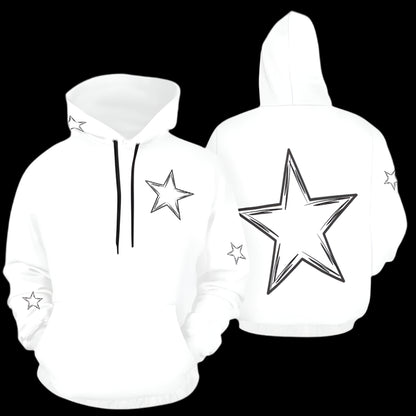Simply A Star White Hoodie With Black Stars for Women