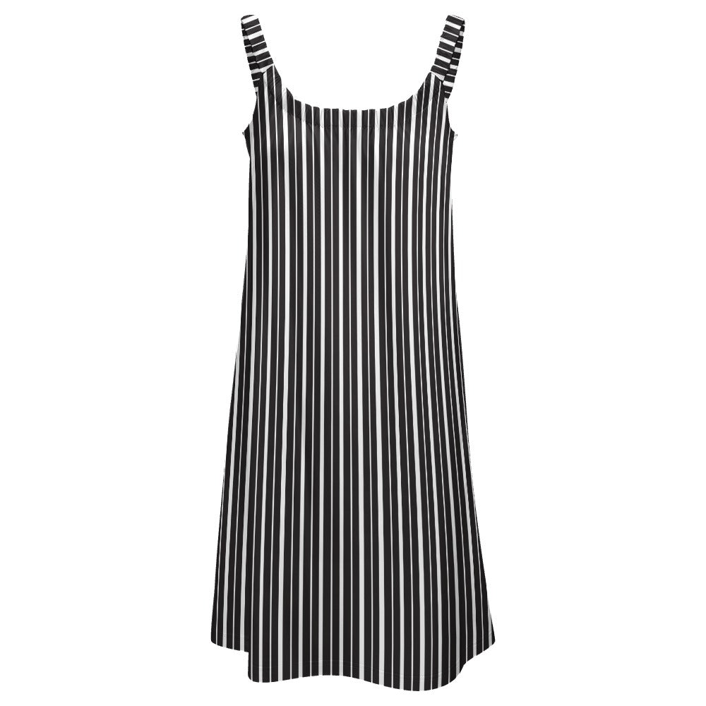 Rock The Stripes Swimsuit Coverup Dress - Black & White Stripe